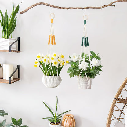 Augshy 27inch Macrame Plant Hanger, 2 Packs Plant Hangers with Hooks, Hanging Planter for Indoor Plants Decorative Macrame Pot Hanger for Home Decor