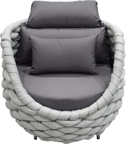 TWT 4 Pieces Patio Sofas All-Weather Rope Balcony Furniture with Dark Grey Cushions & Pillows, Patio Couch Outdoor Patio Furniture Set for Indoor, Balcony, Backyard, Poolside, Grey