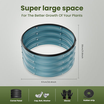 ZXZYHFTY Round Galvanized Raised Garden Bed kit,Blue Outdoor Garden Raised Planter Box, Round Large Metal Raised Garden Beds for Vegetable 2 * 2 * 1ft 2 Pcs