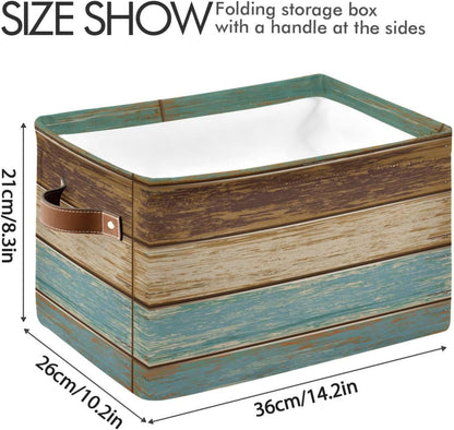 Wood Print Rectangular Storage Basket Retro Vintage Organizer Bin Shelf Baskets For Clothes Gifts For Home Office Dorm