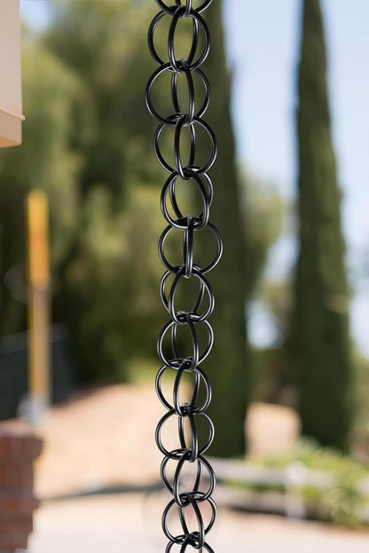 Monarch Rain Chains Ring Rain Chain Downspout Replacement Downspout for Gutters, 3 Feet Length Rain Chain Extension, Black
