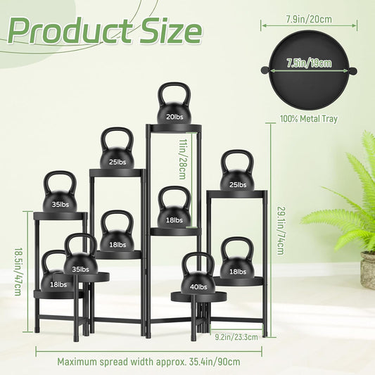 iDavosic.ly Plant Stand Indoor Outdoor, 10 Tier Corner Metal Flower Display Holder Shelf, Folding Tall Orchid Rack for Patio Balcony Porch Garden Living Room House, Black