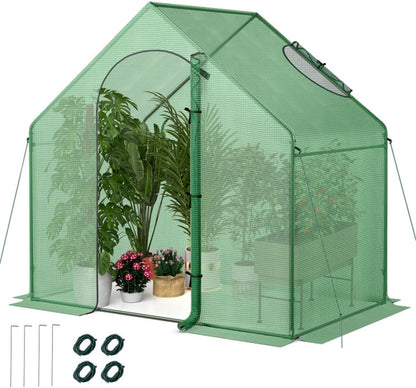 71x40x66 Walk-in Mini Greenhouse Kit for Outdoors with Durable Greenhouse Plastic Cover, 4-Tier Small Green Houses for Outside Gardening & Plant Protection, Portable Indoor Green House