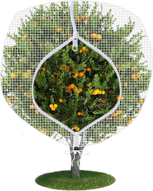 Fruit Tree Netting Covers with Zipper to Protect from Squirrels and Birds Large Netting for Fruit Trees Net Protection, White, 8' x 8', 1 Pack