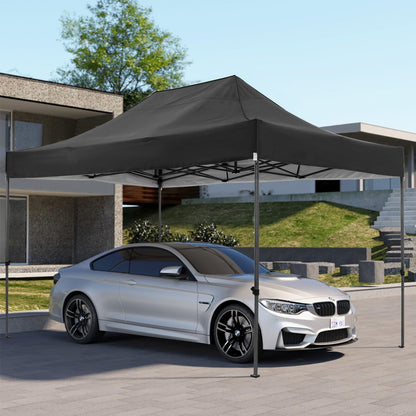 COBIZI 10x15 Pop Up Canopy Without Sidewall,Heavy Duty Canopy UPF 50+ All Season Wind Waterproof Commercial Outdoor Wedding Party Tents for Parties Gazebo with Carry Bag(10 x 15 ft Black)