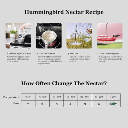 Hummingbird Feeders for Outdoors Hanging (2 Pack), 5 Feeding Ports 16 oz Plastic Hummingbird Feeder, Bee-Proof Leak-Proof No Drip, Easy to Clean with Cleaning Brushes