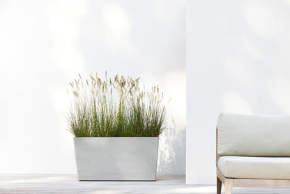Ecopots Paris Durable Modern Rectangular Indoor/Outdoor Recycled-Based Composite Flower Planter, White Grey, 31.5"
