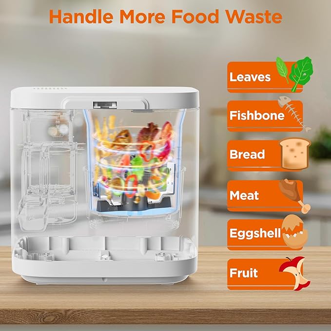 Electric Kitchen Composter, Odorless Electric Compost Bucket, Convert Food Waste and Residue into Compost