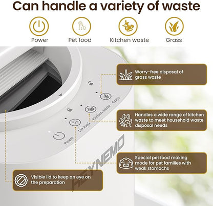 HEYNEMO 4L Electric Composter for Kitchen, Smart Compost Bin Outdoor/Indoor, Odorless Auto-Cleaning Countertop Composter Kitchen Bin, 3 Modes Food Waste Compost Machine with Safety Lock