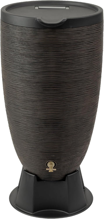 50-Gallon Newport Rain Barrel with Stand and Removable Lid, Bronze Color