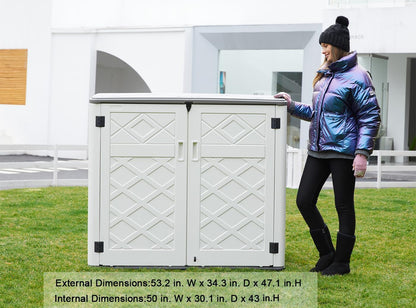 KINYING Larger Outdoor Storage Shed Weather Resistance, Horizontal Outdoor Storage Box Waterproof for Garden, Patios, Backyards, 48 Cu.ft Capacity for Garbage Cans, Lawn Mower, Garden Tools