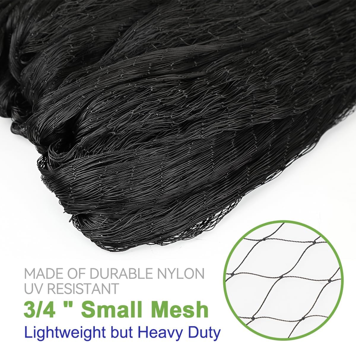 OGORI 25' x 25' Bird Netting Heavy Duty Nylon 3/4" Mesh Garden Netting Protect Fruit Trees, Plants and Vegetables