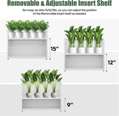 Tall Metal Planter for Outdoor Plants,30" Lx10“Wx24”H All-Weather Durable Plant Box,Large Rectangular Planter with Drainage Holes & Removable Shelf,Modern Decor for Tall Small Plants, Trees, Flowers
