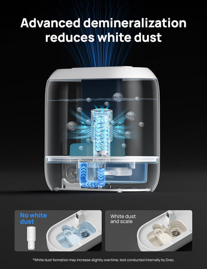 Dreo Humidifiers for Bedroom, Top Fill 4L Smart Cool Mist Humidifier with Oil Diffuser, Cartridge, Nightlight, 36H Runtime, Quiet Ultrasonic Humidifiers for Home, Baby Nursery, Plants, Office, HM311S