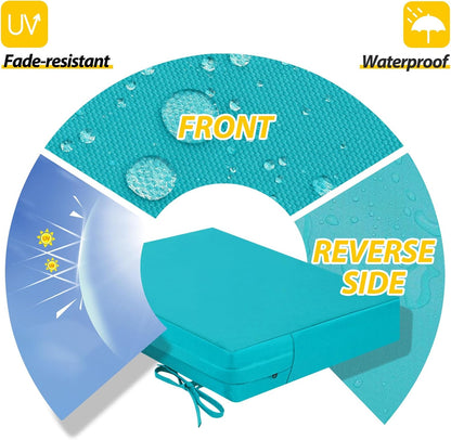AAAAAcessories Outdoor Seat Cushions for Chairs, Waterproof, Fade-Resistant Patio Furniture Replacement Cushions, 18.5" x 16" x 3", Set of 4, Turquoise