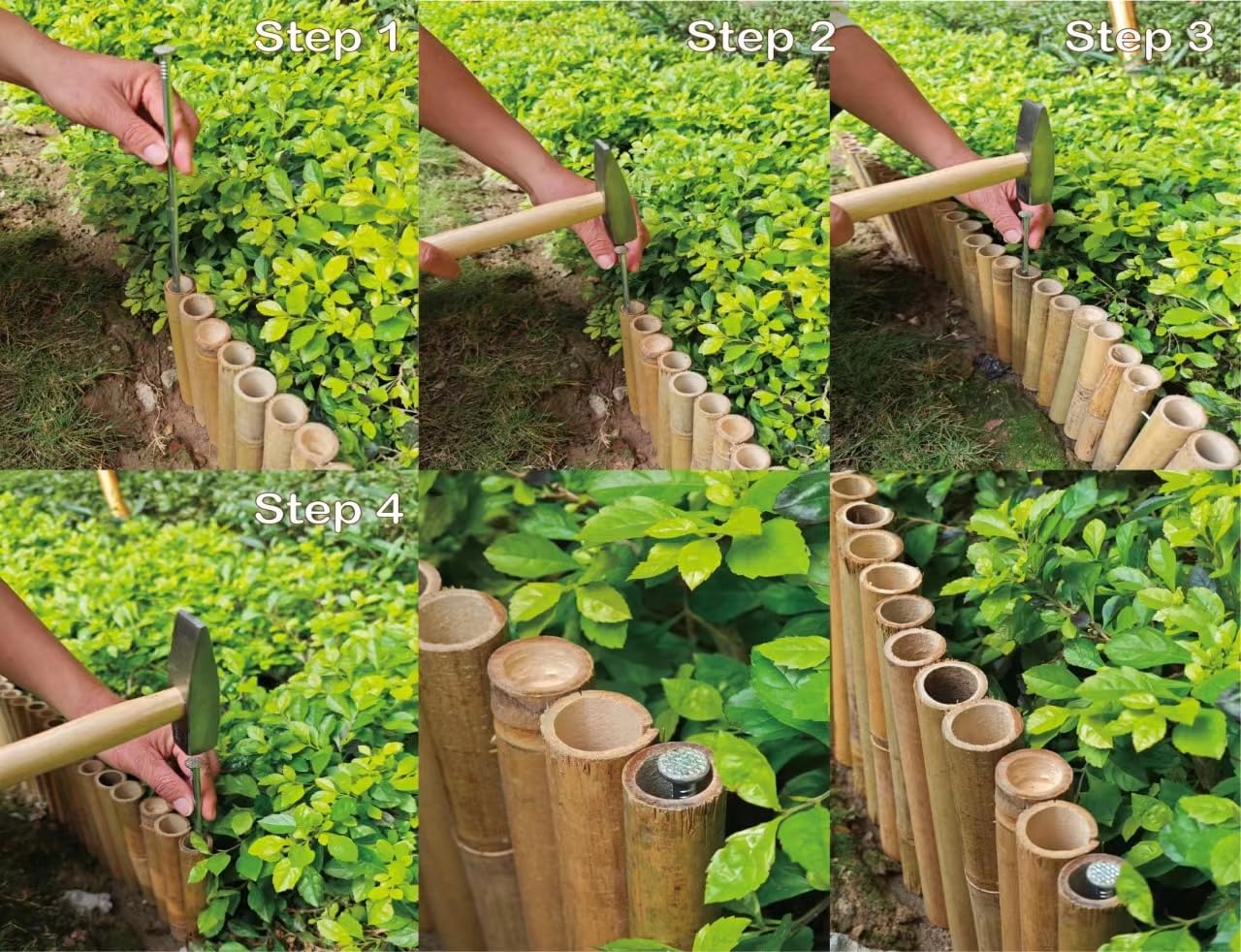 Bamboo 2 Pack Short Fence Outdoor Landscape Edging Flexible Decorative Border 7.8'' H x 47'' L