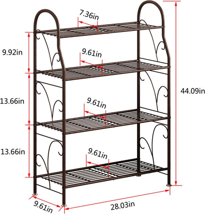 SORCEDAS Plant Stand Indoor Outdoor Plant Shelf 4 Tier Metal Corner Flower Stand Multiple Holder for Patio Garden Balcony Living Room ,Bronze
