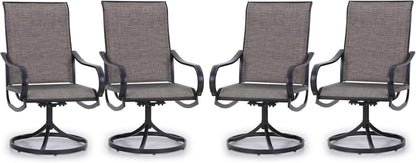 PHI VILLA Patio Swivel Dining Chairs Set of 4 Outdoor Metal Chair with Textilene Mesh Fabric, Patio Gentle Rocker Chair, Black Frame for Deck Garden