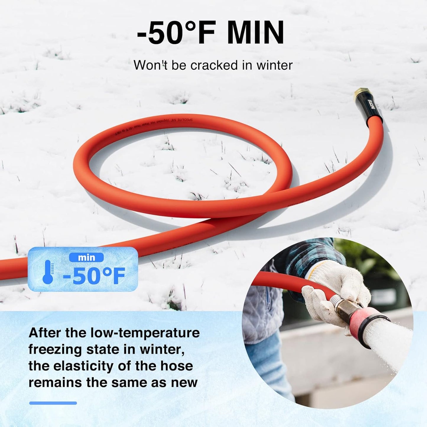 3/4" Hot/Cold Garden Water Hose 75 ft, -50℉-190℉,Flexible & Lightweight With 3/4" Brass Fittings for Yard, Outdoor, Farm, Red