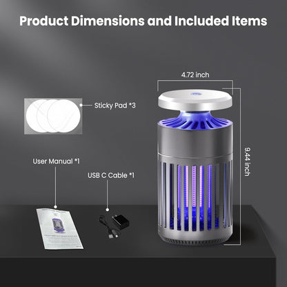 Pest Sniper Indoor Insect Trap,Attracts and Zaps Mosquitos, Gnats, Moths, Fruit Flies，2 in 1 Bug Zapper with Suction and Electric Grid