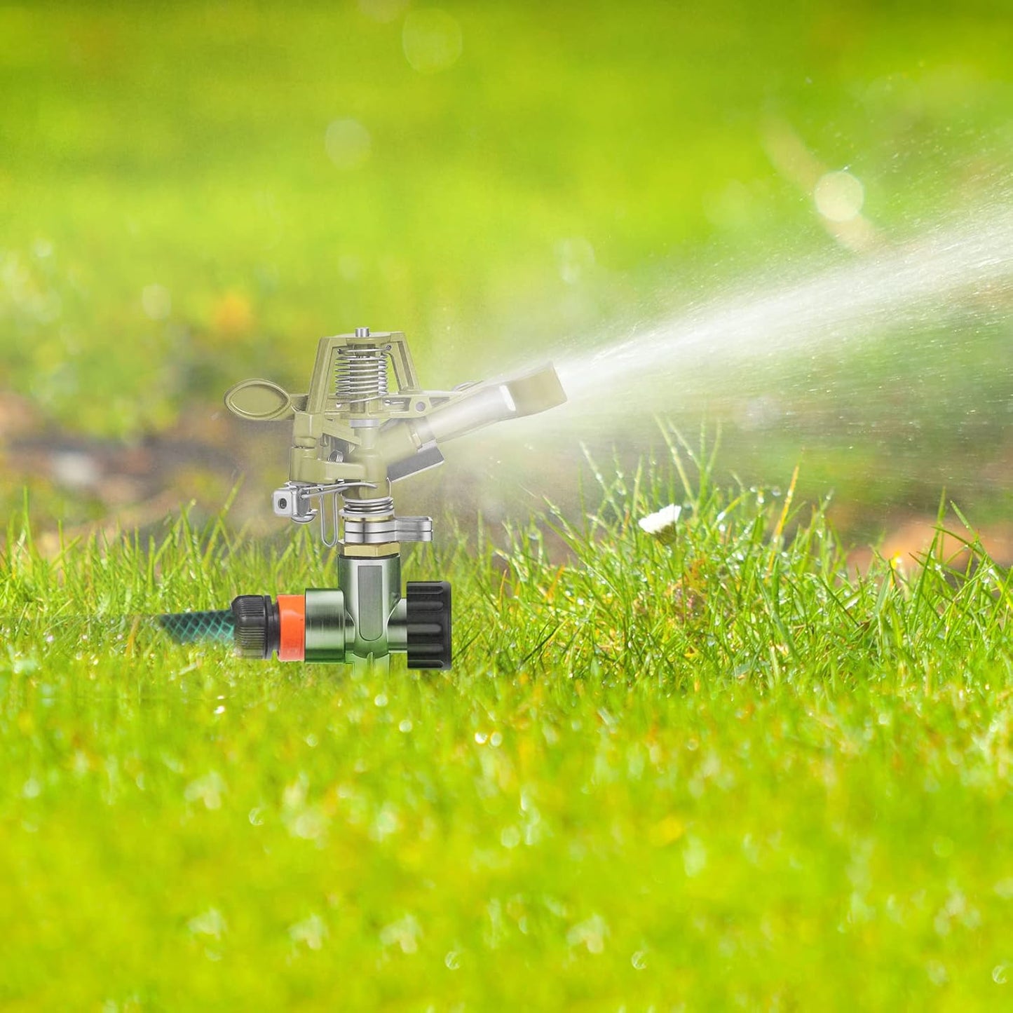 Chengu 8 Set Zinc Alloy Water Sprinklers Heads for Lawns Yard Heavy Duty Adjustable 360 Degree Watering Impact Pulsating Garden Sprinklers Multipack for Large Area Irrigation