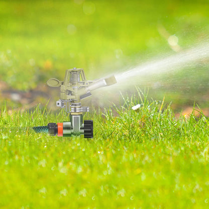 Chengu 4 Set Zinc Alloy Water Sprinklers Heads for Lawns Yard Heavy Duty Adjustable 360 Degree Watering Impact Pulsating Garden Sprinklers Multipack for Large Area Irrigation