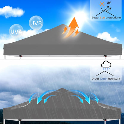 10x10ft Pop Up Canopy Tent,Heavy Duty Waterproof Folding Tent for Camping Parties Events Parties,Outdoor Canopy,Portable Sun Shelter,3 Adjustable Height(Grey)