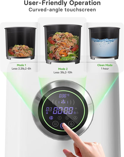 Eectric Kitchen Composter, 3L Smart Mill Food Recycler with Large Touch Screen, Compost Bin Indoor with 4 Sharktooth Blades, 0.5kWh Per Cycle Energy-efficient, Odorless, Low Noise, Auto-Cleaning