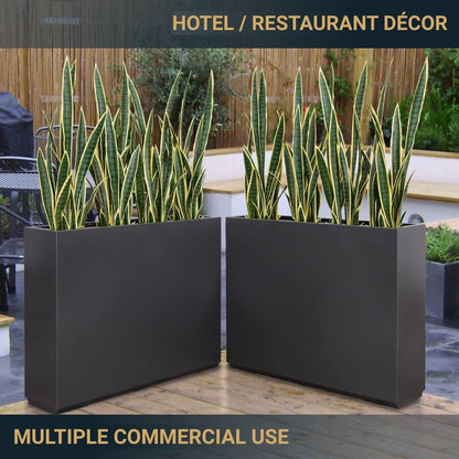 Metallic Heavy Planter for Outdoor Plants, 38Lx10Wx30H Inches Tall and Long Metal Divider Planter Box for Outside & Indoor, No Assembly Required (Gray)
