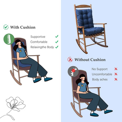 Yellow Rocking Chair Cushion Indoor Outdoor High Back Seat Pad Soft Chair Cushion for Patio Porch Garden Kitchen Office