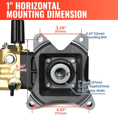 YAMATIC Horizontal Triplex Plunger Pressure Washer Pump 1" Shaft 4000 PSI 3.5 GPM, Replacement for Simpson AAA 90034, 90039,90038, Honda GX340, GX390, GX270 for Industrial Gas Powered Washers