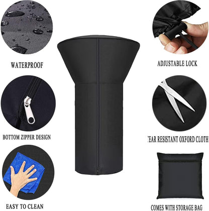 SIRUITON Tabletop Heater Cover Waterproof with Zipper Water-Resistant 22 Inch Round Stand-Up Table Top Patio Heater Cover 420D Black