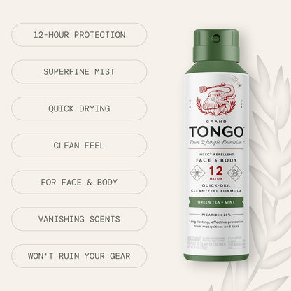 DEET-Free Green Tea + Mint Insect Repellent with Picaridin- The 12 Hour Protection, DEET Alternative