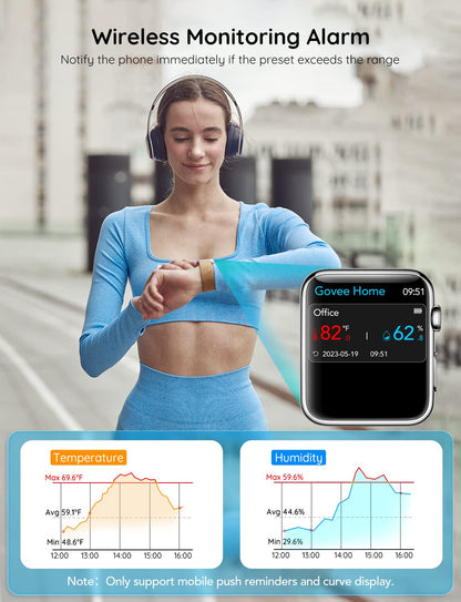 Govee WiFi Thermometer Hygrometer 2Pack H5103, Indoor Temperature Humidity Sensor with Electronic Ink Display, App Notification Alert, Free Data Storage Export, Digital Remote Monitor for Bedroom