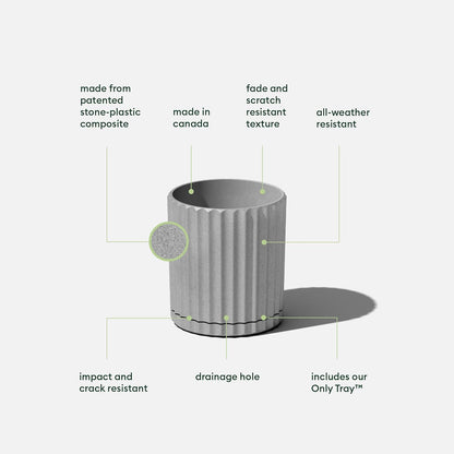 Veradek Demi Series Demi 6" Planter w/Tray, Grey
