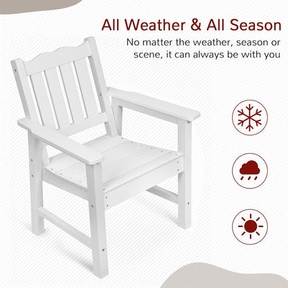 Stoog Oversized Patio Chair, All-Weather Outdoor Chairs with Curved Backrest, 400 lbs Support Patio Dining Chair, for Backyard, Garden, Porch, Deck and Balcony, White