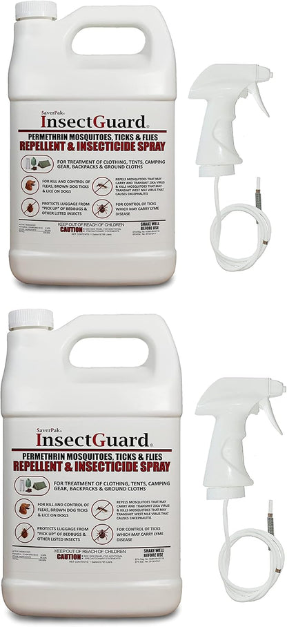 InsectGuard Permethrin Mosquitoes, Ticks and Flies Repellent & Insecticide Spray Gallon (128.00oz) 2 Pack