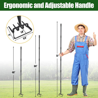 2-in-1 Garden Hoe Tool, Adjustable Length from 37 to 48inch, Ergonomic Design for Weeding and Raking, Durable and Rust-Proof Blade, Save Time and Effort