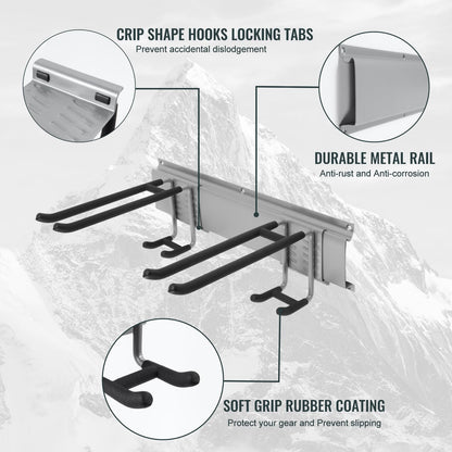 Wall Mount Tool Storage Rack, Heavy Duty Garage Organizer, Garden Hooks and Hangers, Hold Up to 350lbs Grey AK806