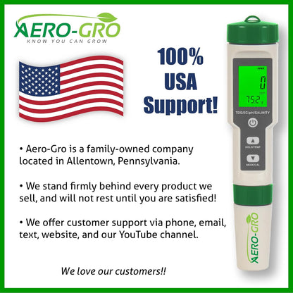 Digital 5-in-1 Meter: 5 Functions: pH, TDS, EC, Salinity%, Salinity ppm, and Temp, IP67 Waterproof, Pen-Type Tester for Hydroponics, Water, Wine, Spas, Aquariums