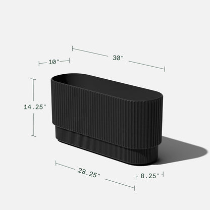 Veradek Demi Series Long Planter for Porch, Patio, Backyard | Durable Plastic-Stone Composite Material | Modern Décor for Shrubs, Flowers