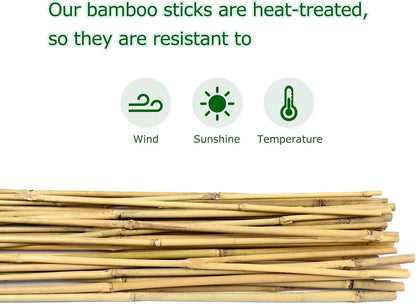Bamboo Garden Stakes 3 Feet Plant Stakes for Roma Tomatoes Sunflowers Beans Potted and Climbing Plants - Pack of 25 Bamboo Sticks