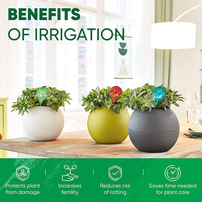 Plant Watering Globes Set of 6 – Large Glass Self-Watering Bulbs (up to 5 Days of Watering) for Indoor & Outdoor Plants – Multicolor
