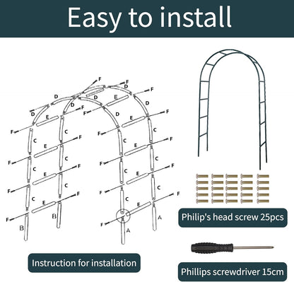 RUBFAC Metal Garden Arch, Wedding & Event Decoration, Garden Trellis for Climbing Plants, Assemble Freely 2 Sizes for Various Climbing Plant Roses Vines Bridal Party Decoration, Army Green, 1 Pack