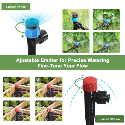 250FT Drip Irrigation Kit for Garden, Raised Bed Watering System with 1/2" & 1/4", Quick-Connect Plant Accessories, Drip Line Kit for Greenhouse, DIY Micro Sprinklers Set for Yard Outside, Raised Bed