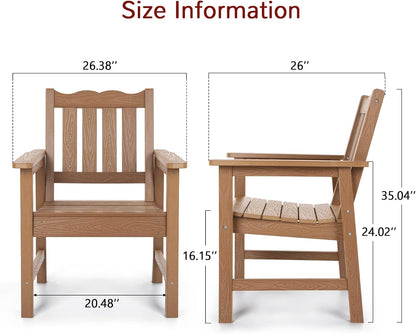 Stoog Patio Chair, All-Weather Outdoor Chairs with 400 lbs Weight Capacity, Looks Like Real Wood, for Patio, Deck, Pool and Backyard, Teak