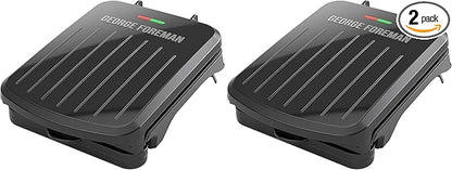 George Foreman 2-Serving Classic Plate Electric Indoor Grill and Panini Press,Black,GRS040B,(Pack of 2)
