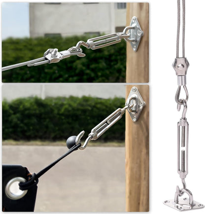 Shade Sail Hardware Kit 6 inch turnbuckles for Triangle Rectangle Sun Shade Sail Outdoor Installation turnbuckles for Cables Wire for Outdoor,Garden,Kitchen,Craft,118PCS