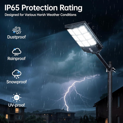 8000W Solar Street Lights Outdoor – 7000K LED Solar Lights Waterproof Dusk to Dawn with Motion Sensor & Remote, Commercial Solar Powered Parking Lot Lights for Yard, Garage, Outside (2 Pack)