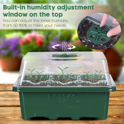 MIXC 10 Packs Seed Starter Tray Seed Starter Kit (60 Cells Total Tray) Seed Starting Trays Plant Starter Kit and Base Mini Greenhouse Germination Kit